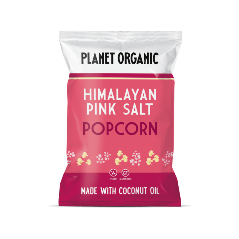 Βιολογικό Ποπ Κορν με ροζ Αλάτι Ιμαλαΐων, χωρίς γλουτένη «Planet Organic» 20γρ